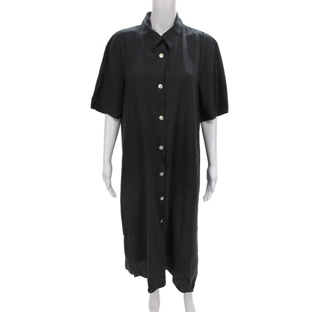 & Other Stories Womens Shirt Dress Gray Collared Short Sleeve Button Size M